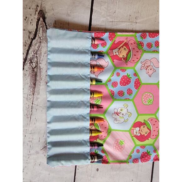 strawberry shortcake Crayon Holder Coloring Tote Bag Handmade kids travel bag - Picture 2 of 9